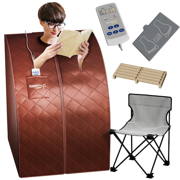 Steamspa Portable 1-Person Home Sauna Tent with Infrared Heating and Digital Control in Brown Finish SP-SS0002-1P - main